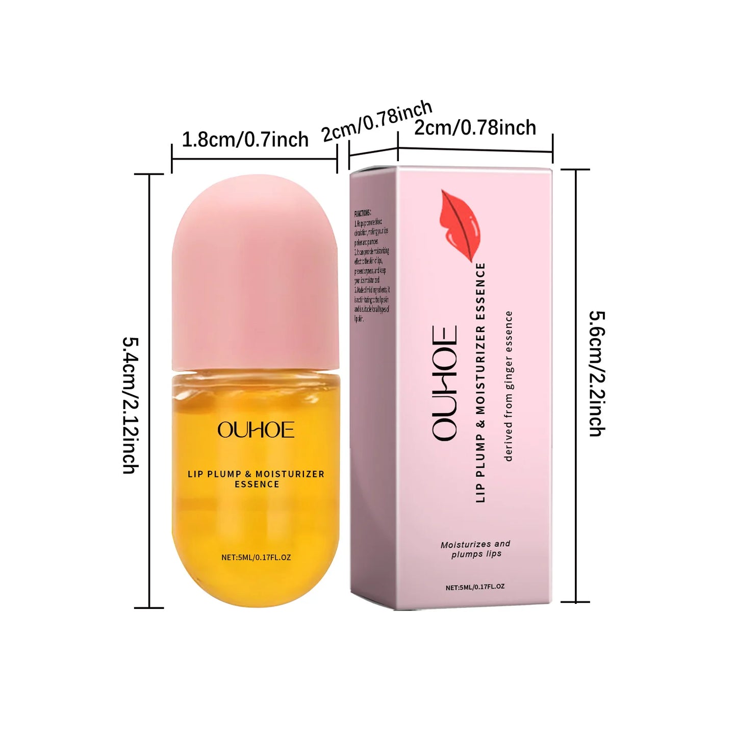 Ouhoe 5ml Long Lasting Lip Plumper Oil Instant Volumising Reduce Melanin Dead Skin Repair Dry Brightening Lip Color Lipgloss Oil