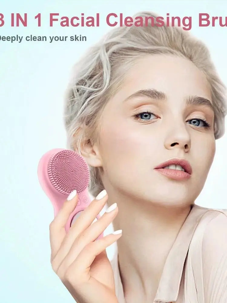 Electric Vibrating Cleansing Brush, Silicone And Plastic, Odorless, Multi-purpose Body Massager And Cleanser