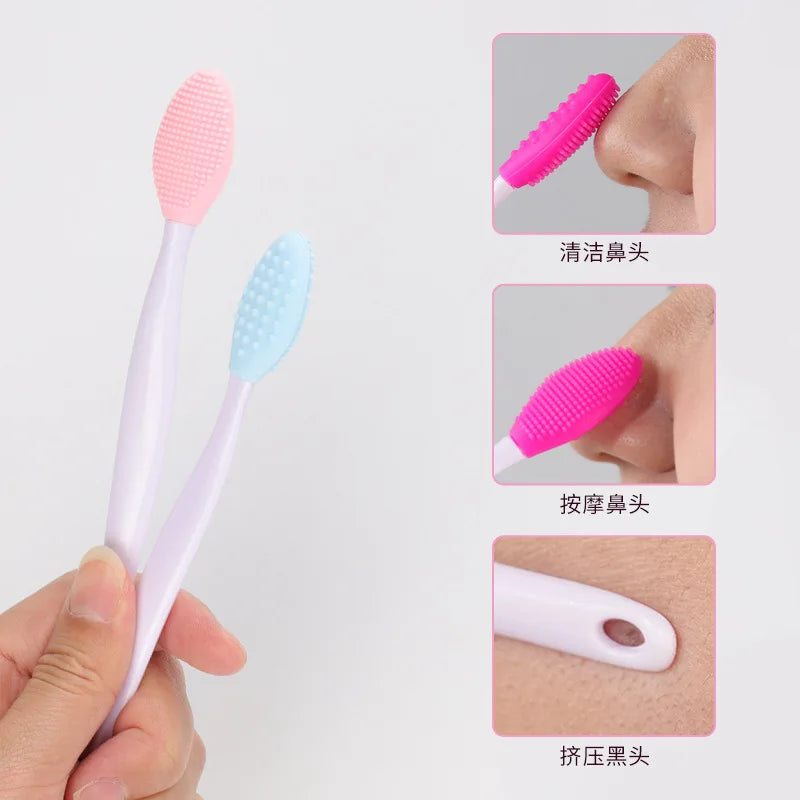 Pore Cleansing Brush - Silicone Bristles, for Nose, Chin, Forehead, Gentle Exfoliation, Waterproof, Easy Clean