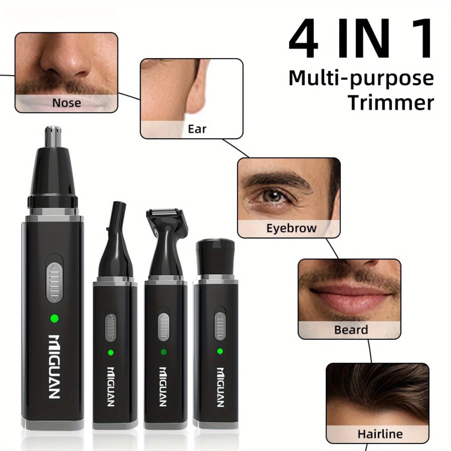 4-in-1 Rechargeable Trimmer: Trims nose/ear/eyebrow hair, no pulling/snagging, easy to clean – a thoughtful men’s gift