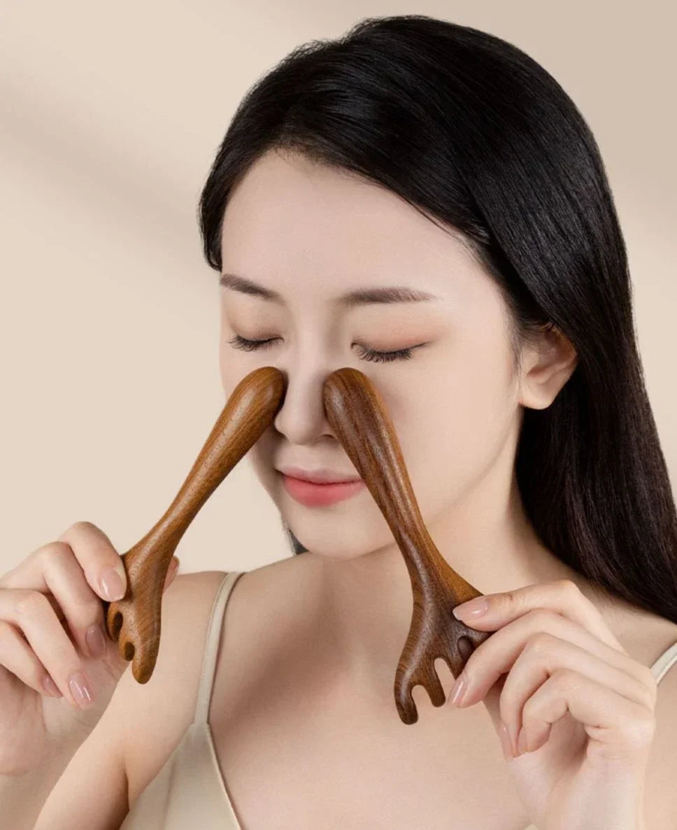 Head Meridian Massage Comb Anti-static Natural Wooden Wide Tooth Six-Claw Gua Sha Tool Scratcher Spa Promote Blood Circulation