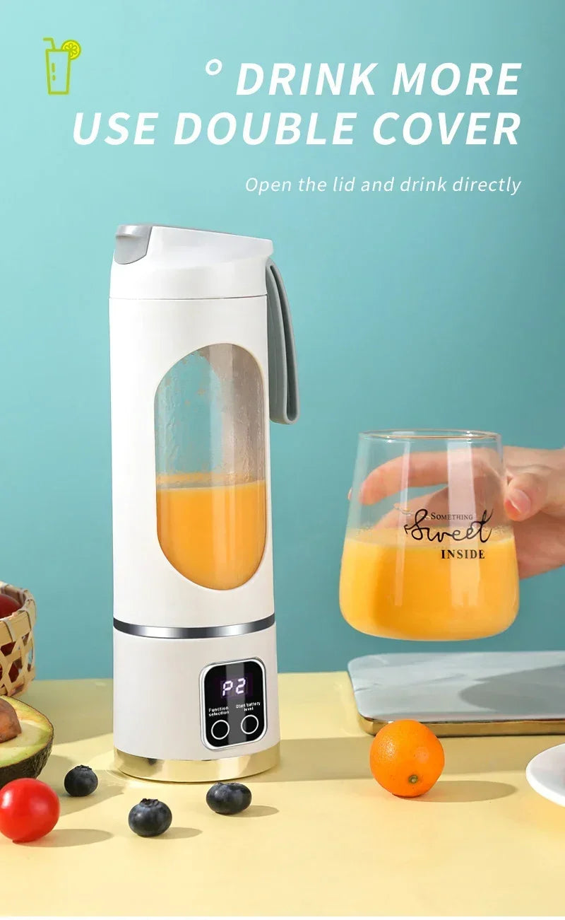 Portable Electric Blender & Juicer – 450ml, USB Rechargeable, 8-Blade Power