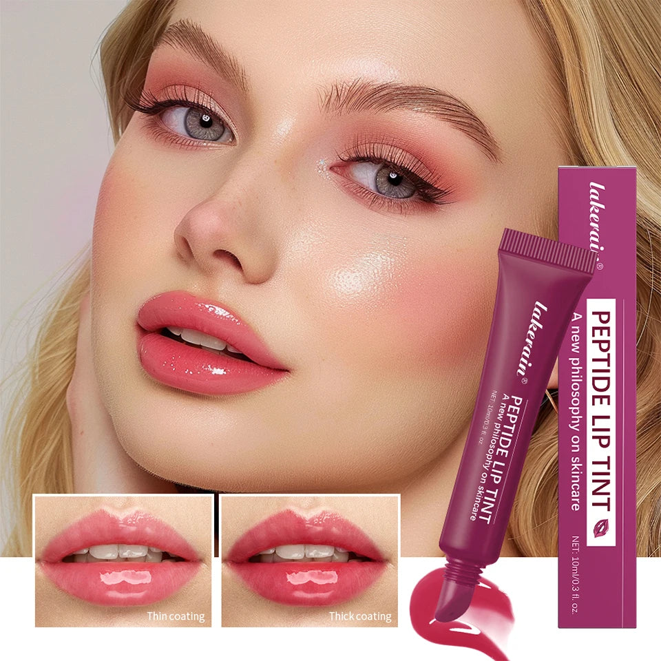Lakerain 10ml Lip Balm Gel Texture Long Lasting Moisturizing Restore Replenish Non-Sticky Fragrance-Free Tinted Lip Serum Makeup
