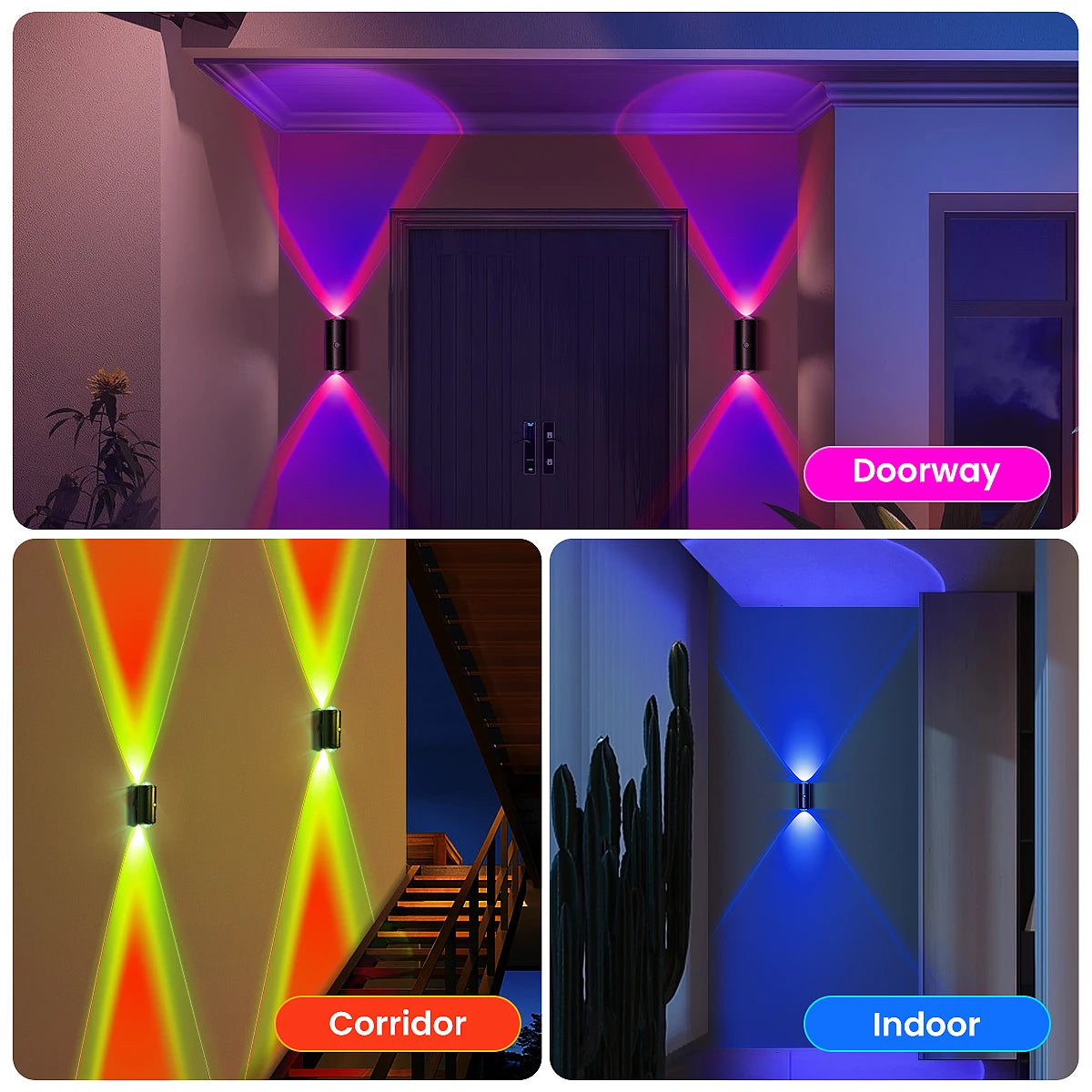LED Motion Sensor Wall Sconce Lights, 3 Modes, 8 Lighting Colors, USB Rechargeable Magnetic Night Lamp for Bedroom, Bathroom