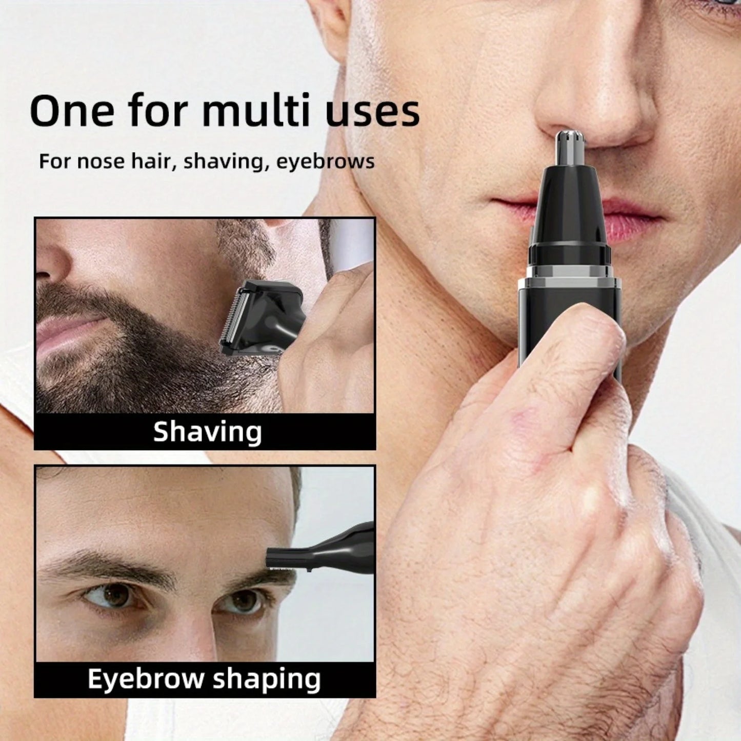4-in-1 Rechargeable Trimmer: Trims nose/ear/eyebrow hair, no pulling/snagging, easy to clean – a thoughtful men’s gift