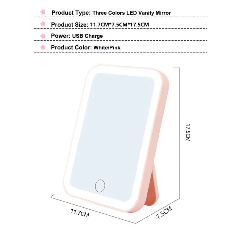 LED Smart Student Dormitory Desktop Fill Light Small Mirror, Makeup Mirror With Light,Girls Bedroom Dressing Table Mirro