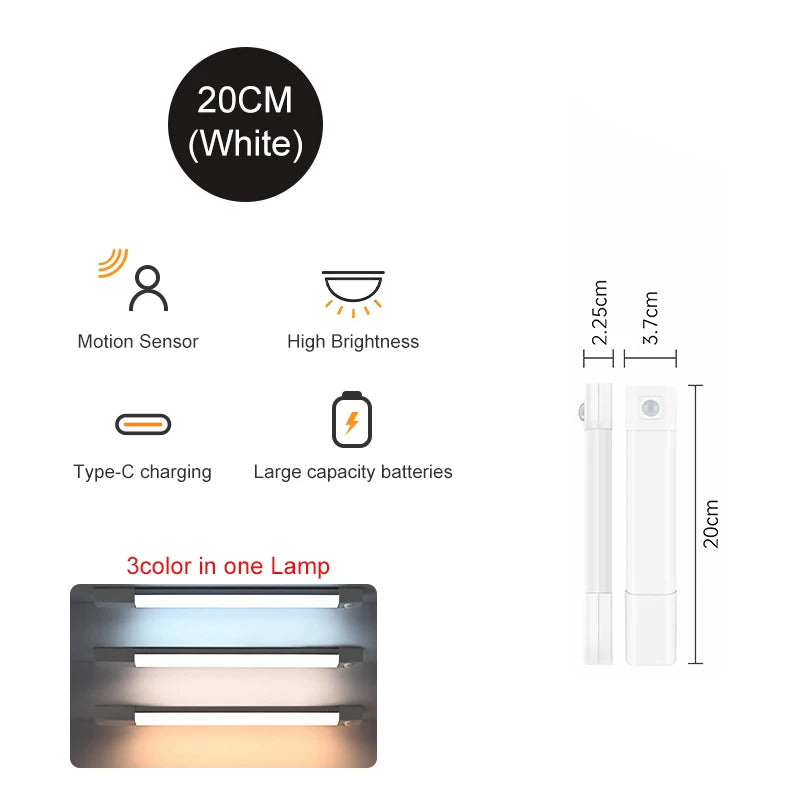 LED Motion Sensor Light – Wireless Rechargeable Night Light for Closets & Cabinets