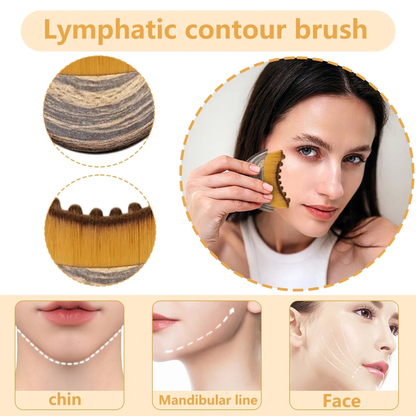 Portable Lymphatic Contour Face Brush Multi-function Chin Reduce Puffiness Lymphatic Drainage Face Brushs Facial Sculpting Tool