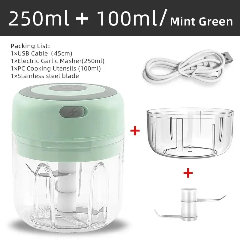 Electric Mini Garlic Chopper,100/250ML Food Chopper Garlic Mincer USB Garlic Chopper,Chili Chopper,Portable Small Food Processor