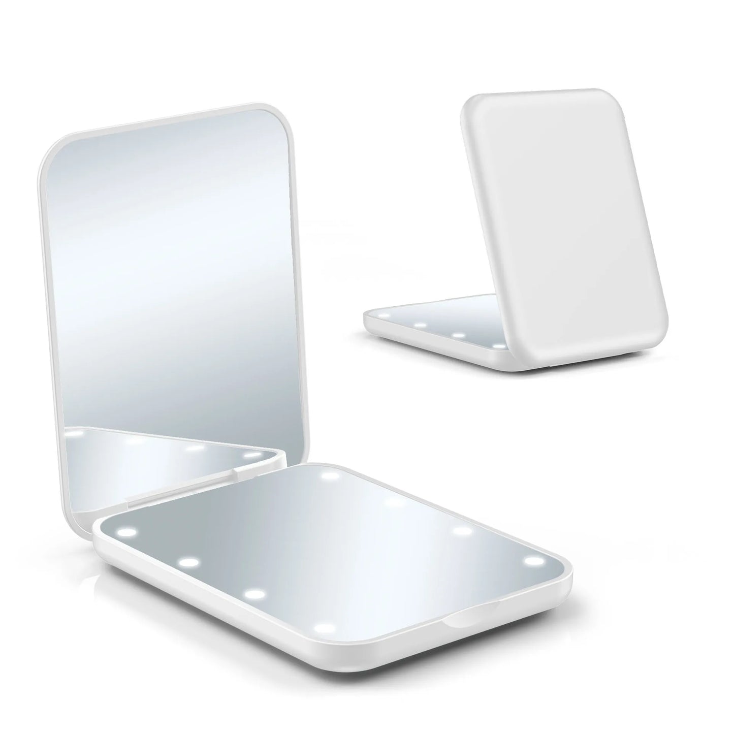 Mini LED Makeup Mirror Portable Vanity Mirrors with Light 1X 2X Magnifying Pocket Mirror Foldable Cosmetic Vanity Mirrors