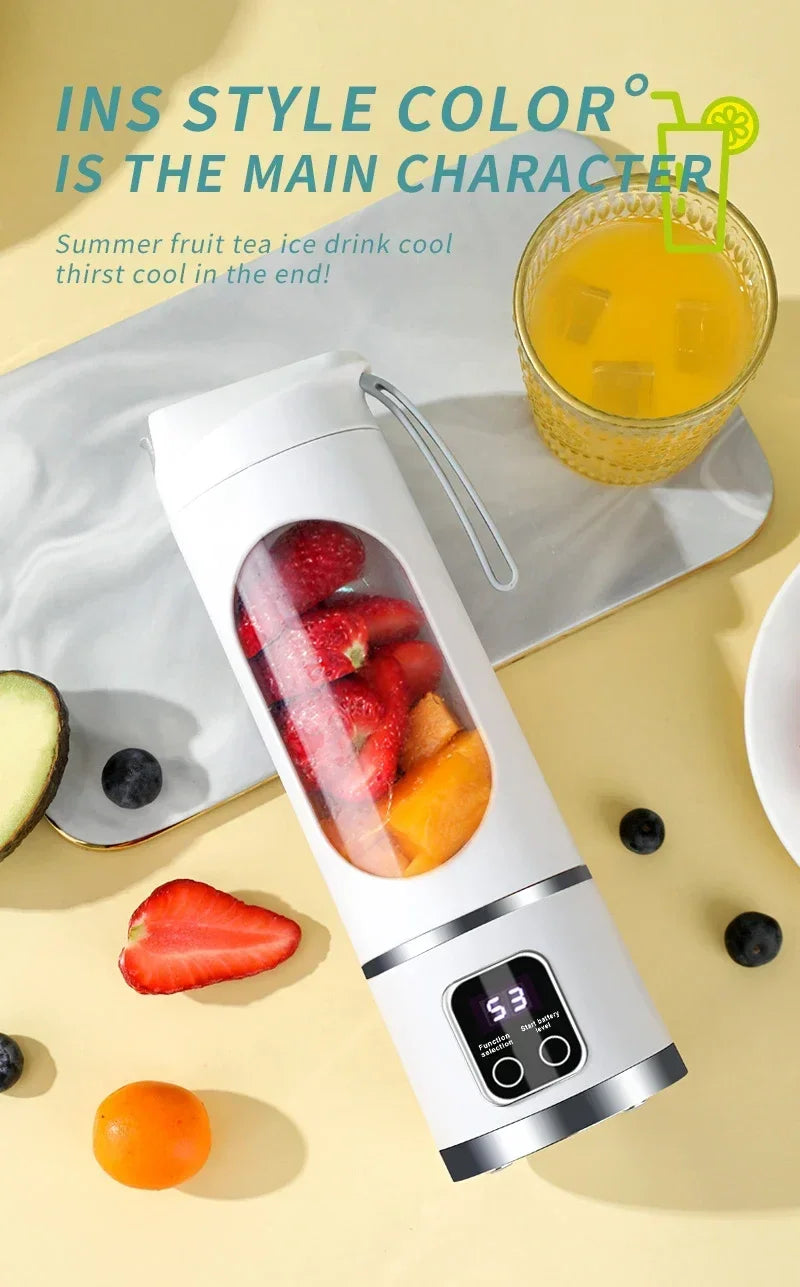 Portable Electric Blender & Juicer – 450ml, USB Rechargeable, 8-Blade Power