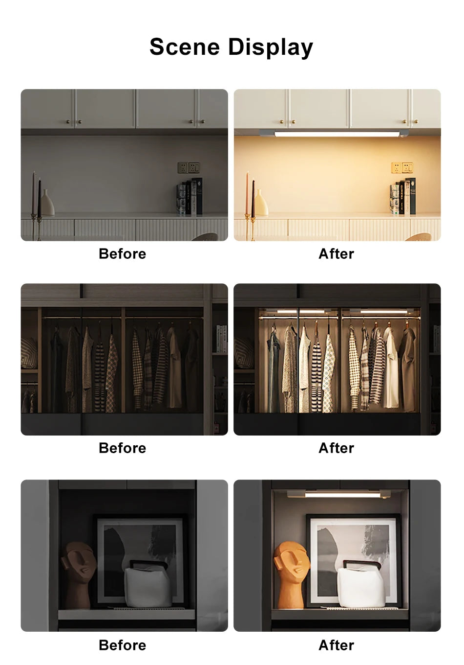 LED Motion Sensor Light – Wireless Rechargeable Night Light for Closets & Cabinets