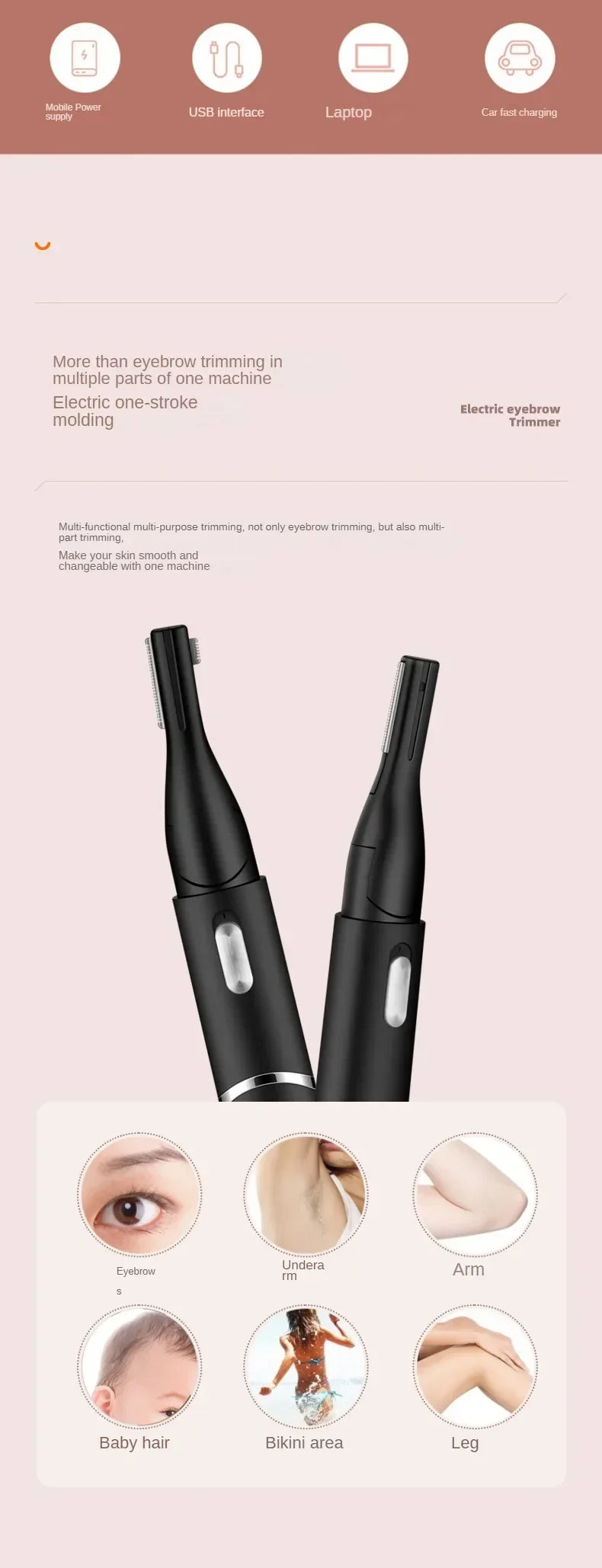 Electric Eyebrow Trimmer Automatic Womens Eye Brow Shaper Razor Face Hair Remover Women Eyebrow Shavers Pencil Pocketknife