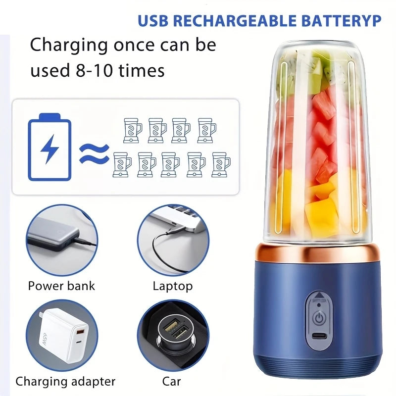6 Blades Portable Fruit Juice Blenders Summer Personal Electric Mini Bottle Home USB Juicer Cup Machine For Kitchen